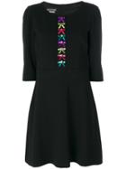 Boutique Moschino Bow Embroidered Dress - Black