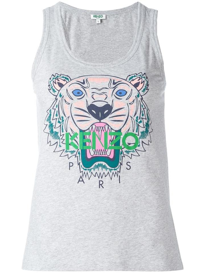 Kenzo Lion Head Print Tank, Women's, Size: Large, Grey, Cotton