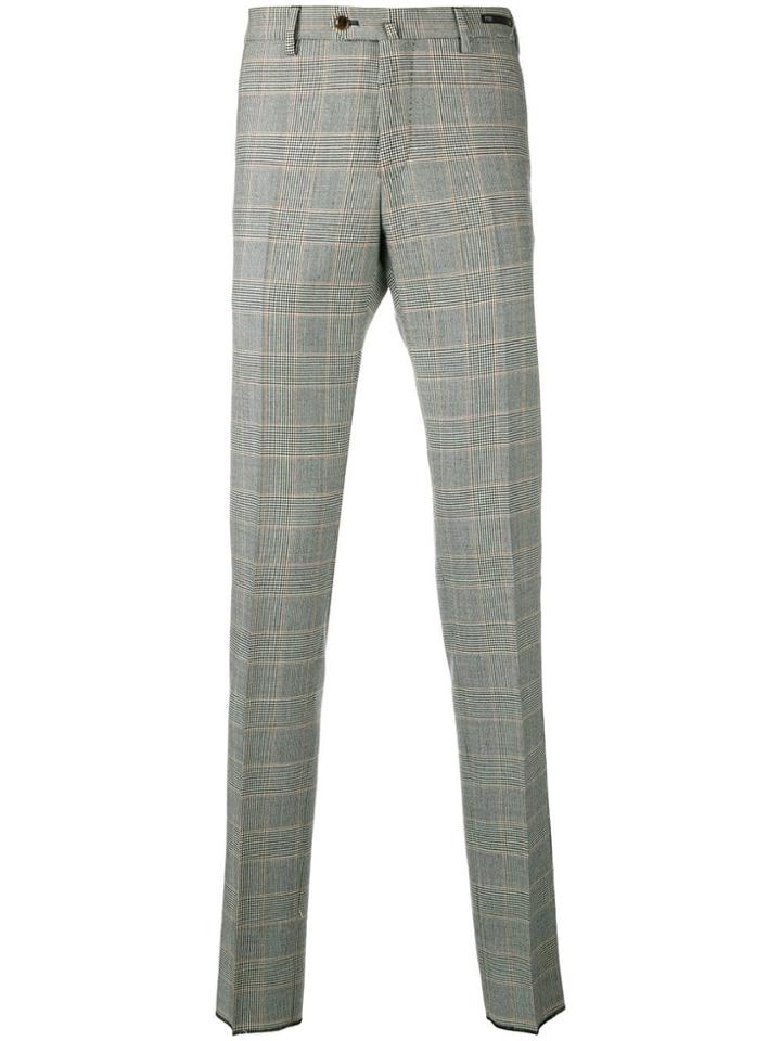 Pt01 Check Printed Trousers - Grey