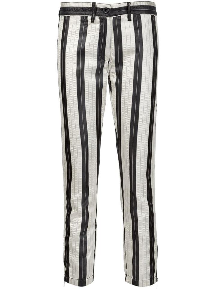 Ann Demeulemeester Cropped Striped Trousers, Women's, Size: 40, White, Acetate/polyester