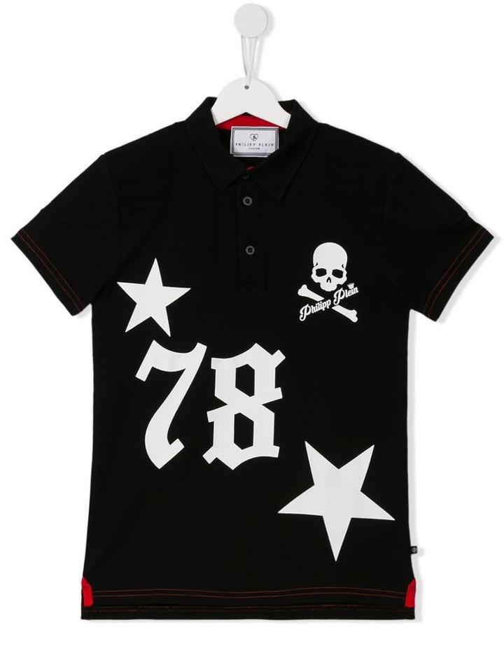 Philipp Plein Kids Tiger Baby Polo Shirt, Boy's, Size: 16 Yrs, Black