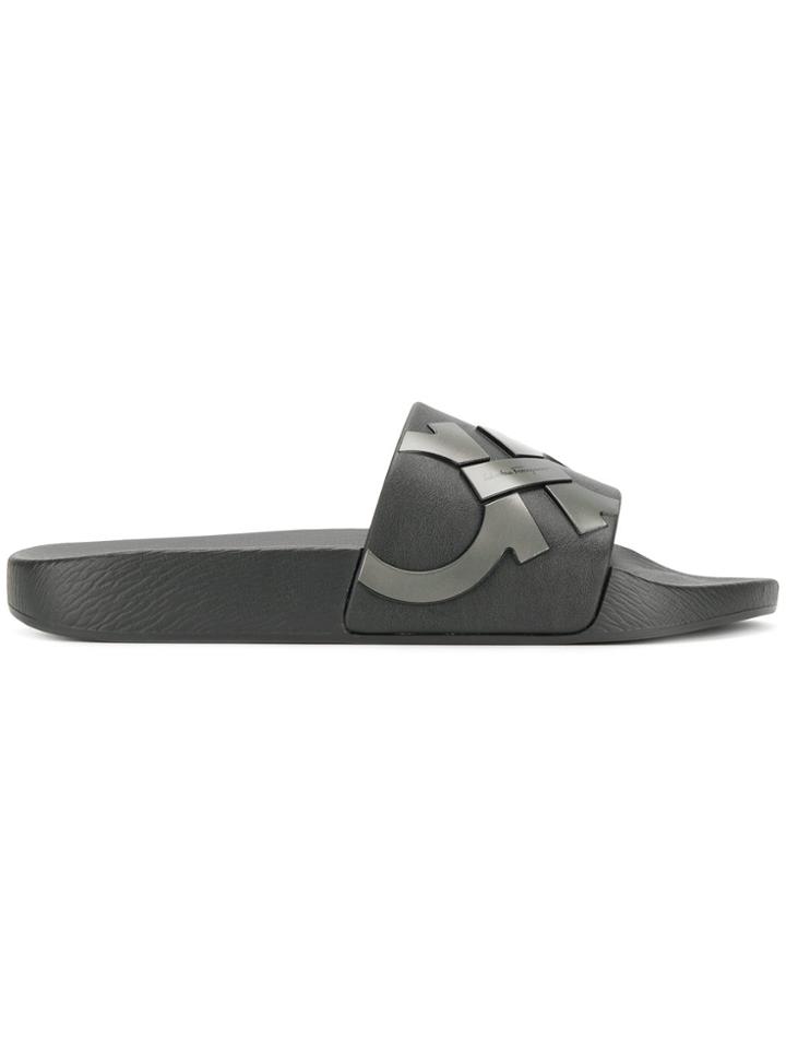 Salvatore Ferragamo Gancio Pool Slides - Black