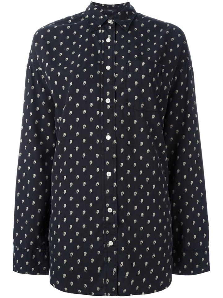 R13 Allover Skull Print Shirt - Black