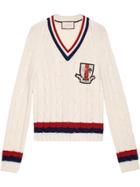 Gucci Wool Cable-knit Sweater With Crest - White