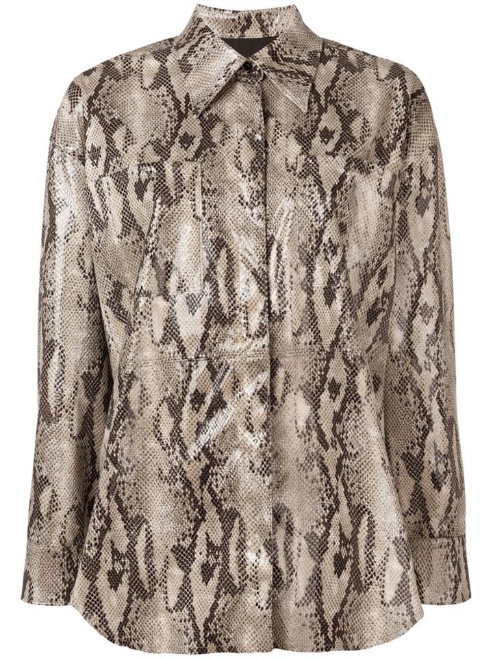Msgm Snake-print Shirt - Neutrals