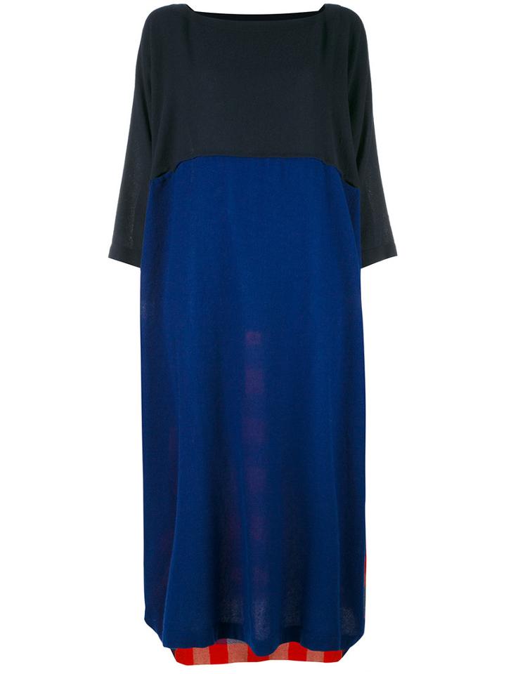 Daniela Gregis - Checked Back Shift Dress - Women - Cashmere - One Size, Women's, Blue, Cashmere