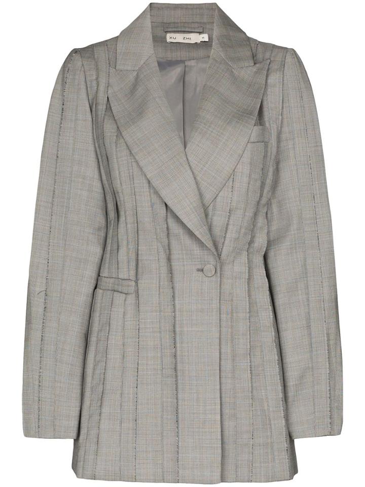Xu Zhi Pleated Single Breasted Blazer - Grey