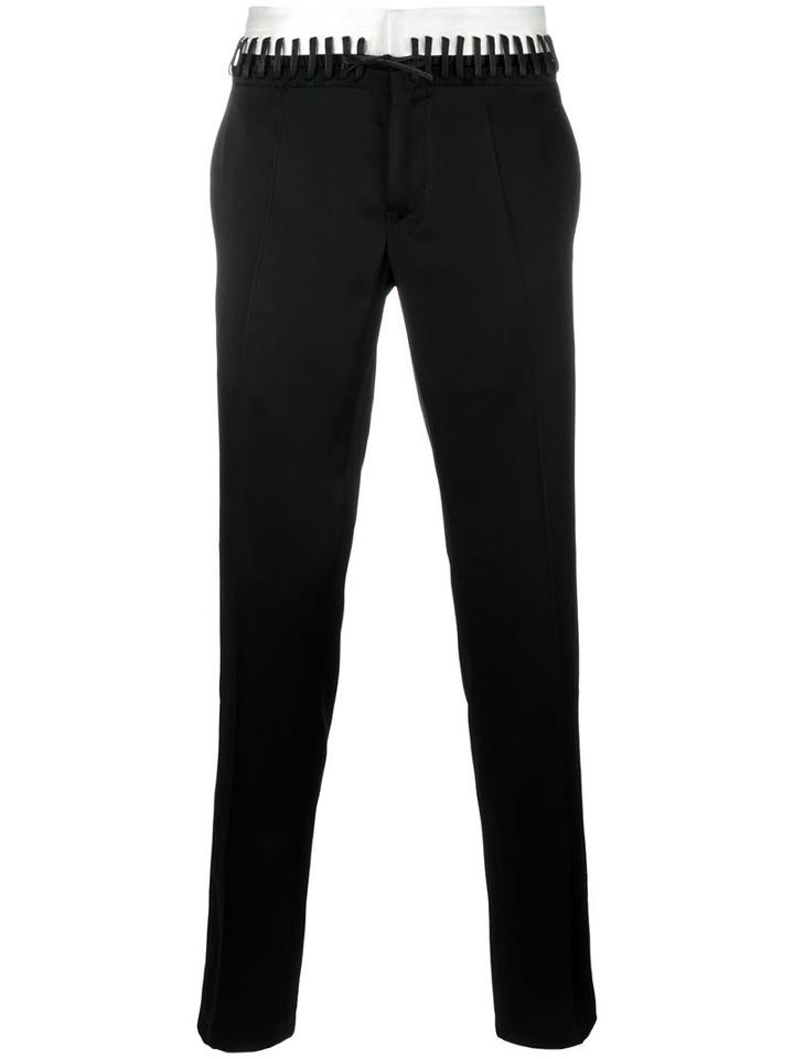 Haider Ackermann Laced Waistband Trousers, Men's, Size: 50, Black, Cotton/rayon/acetate/silk