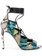 Just Cavalli Animal Print Panelled Lace-up Sandals - Blue