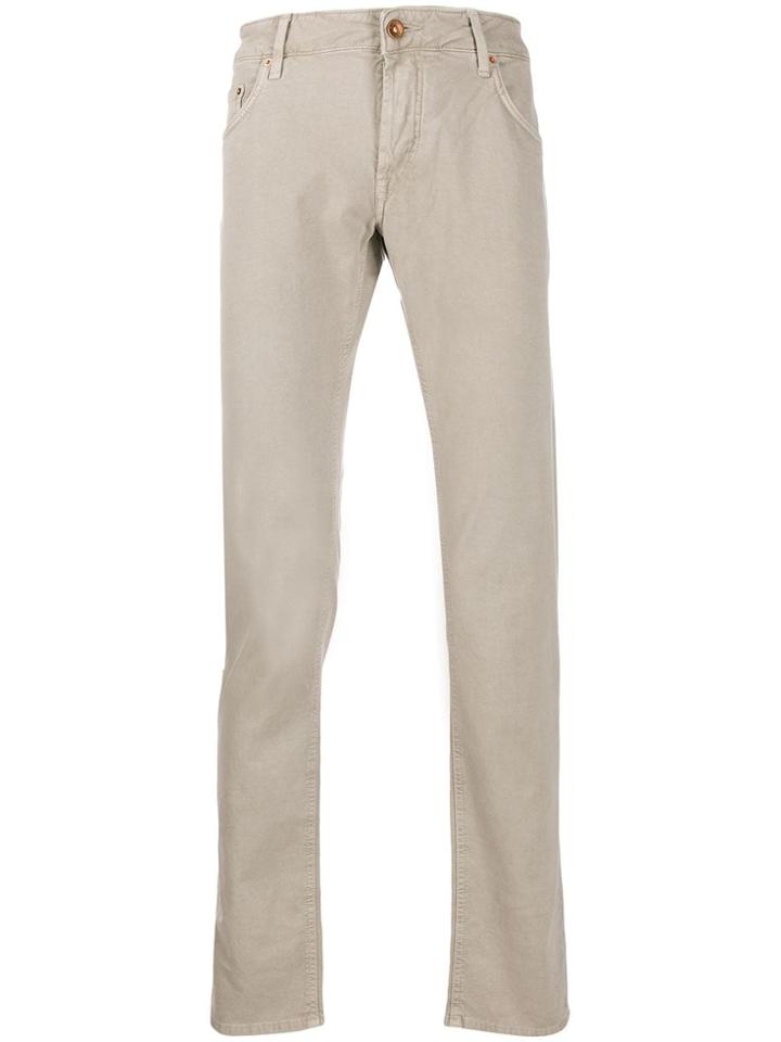 Hand Picked Slim-fit Trousers - Neutrals
