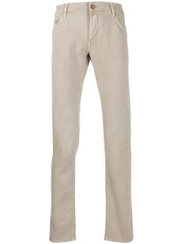 Hand Picked Slim-fit Trousers - Neutrals