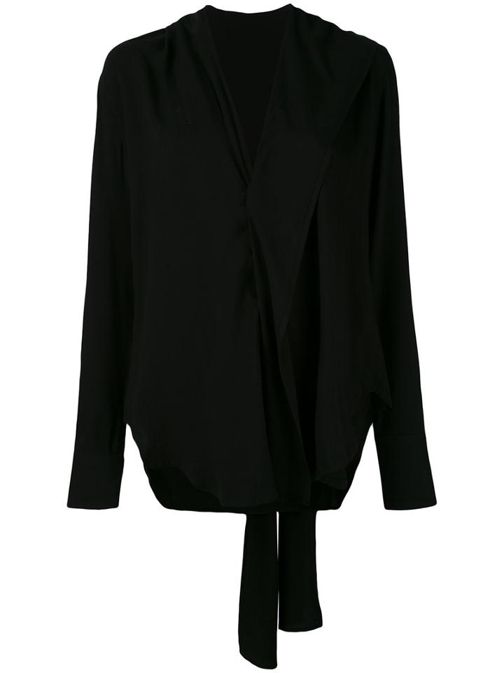 Yohji Yamamoto - Tie Blouse - Women - Viscose - 1, Black, Viscose