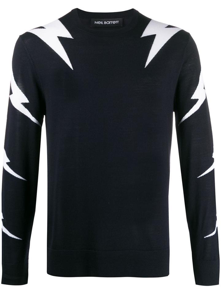 Neil Barrett Thunderbolt Crew Neck Jumper - Blue