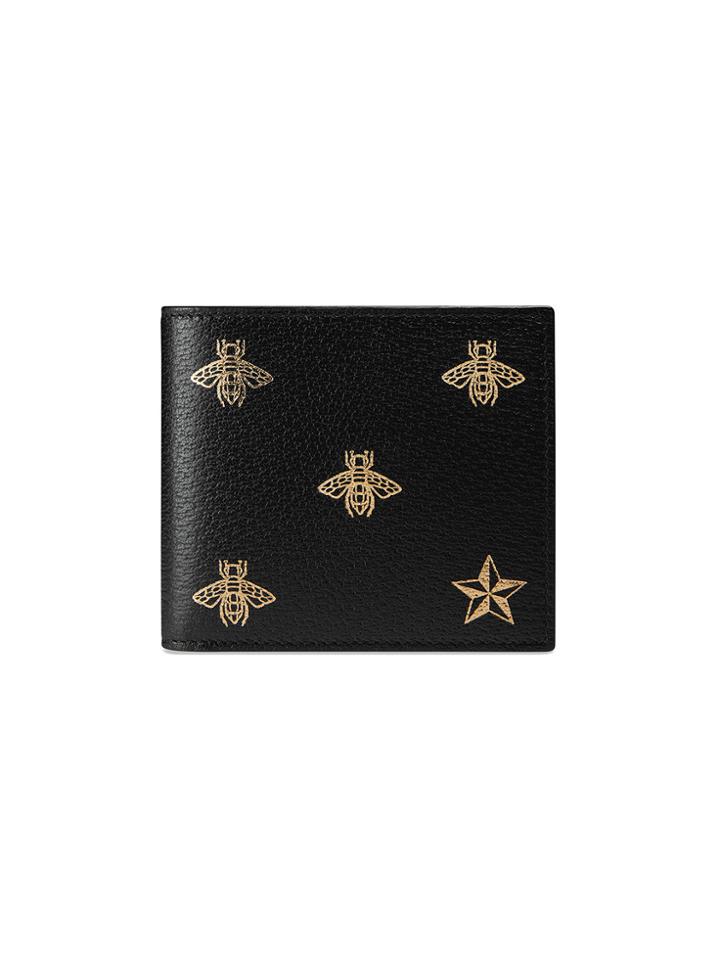 Gucci Bee Star Leather Coin Wallet - Black