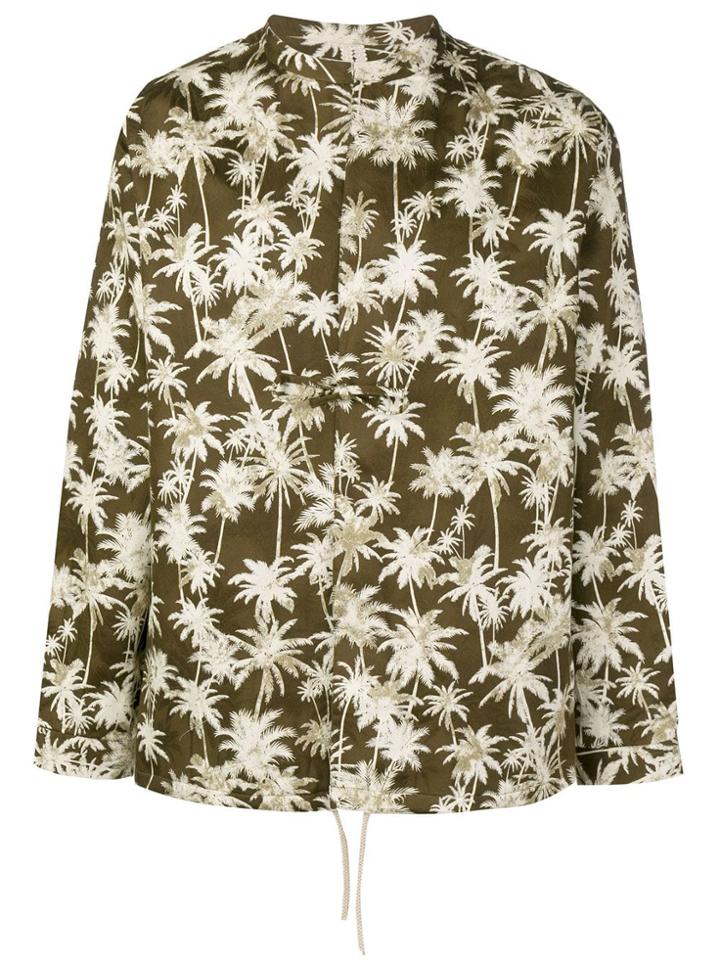 Leqarant Floral Embroidered Shirt - Green