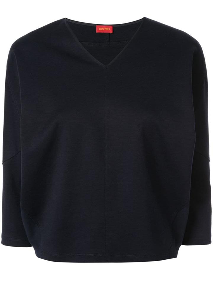 Des Prés V-neck Blouse - Blue