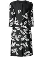 Oscar De La Renta Three-quarter Sleeves Floral Coat - Black