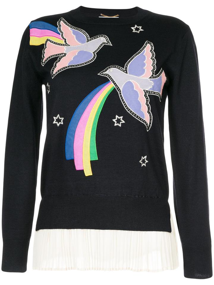 Muveil Appliqué Bird Jumper - Blue