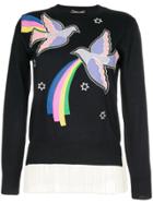 Muveil Appliqué Bird Jumper - Blue
