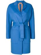 No21 Belted Wrap-over Coat - Blue