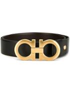Salvatore Ferragamo Gancini Buckle Belt, Men's, Size: 105, Black, Calf Leather