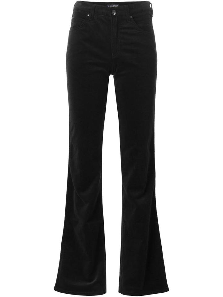 Armani Jeans Velvet Flared Trousers, Women's, Size: 25, Black, Cotton/spandex/elastane