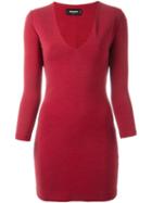 Dsquared2 V-neck Shift Dress, Women's, Size: Xs, Red, Polyamide/spandex/elastane/virgin Wool