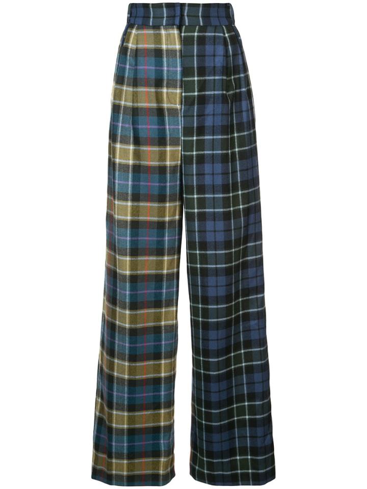 Tibi Contrast Tartan Trousers - Blue