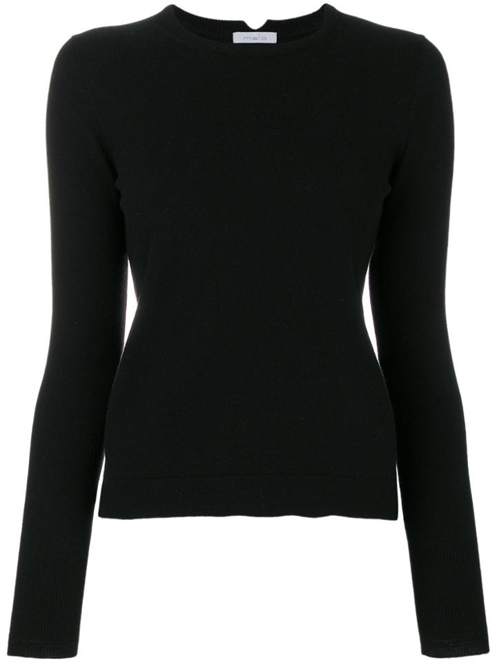 Malo Ribbed Round Neck Jumper - Black