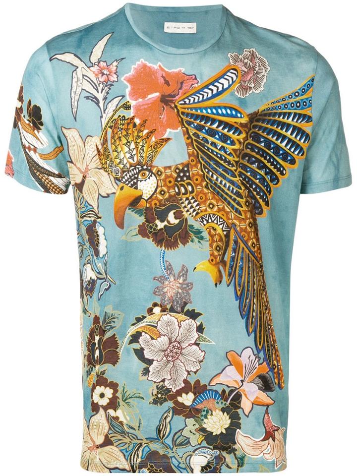 Etro Jungle Printed T-shirt - Blue