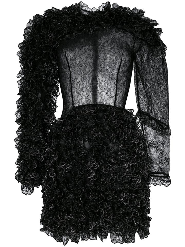 Christopher Kane Mini Ruffle Dress - Black