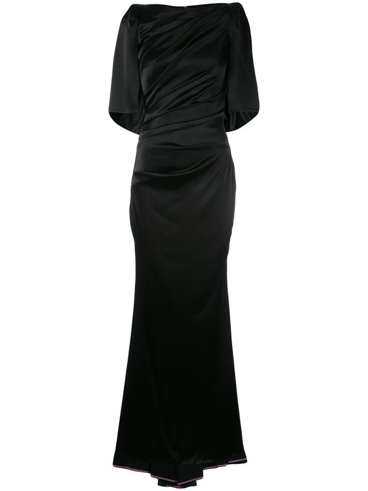 Talbot Runhof Draped Fitted Evening Gown - Black
