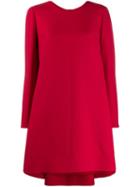 Valentino Long-sleeved Asymmetric Mini Dress - Red