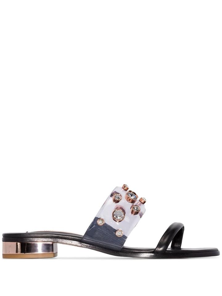 Sophia Webster Dina Gem Flat Sandals - Black