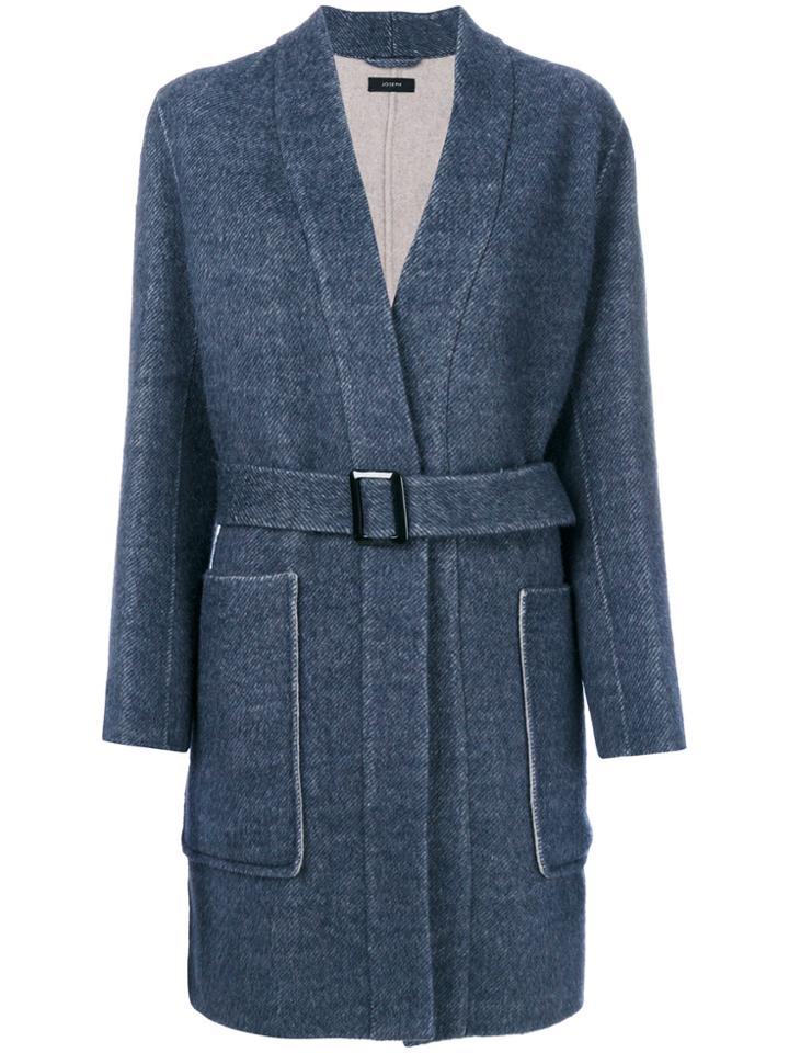 Joseph Patch Pocket Belted Coat - Blue