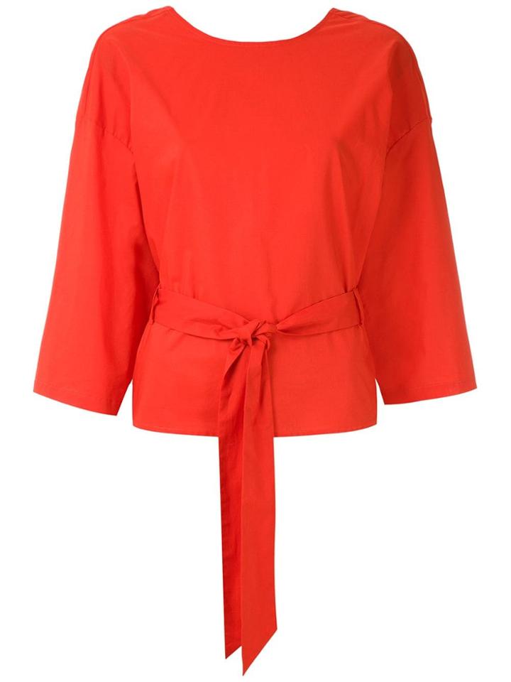 Andrea Marques Belted Wrap Blouse - Orange