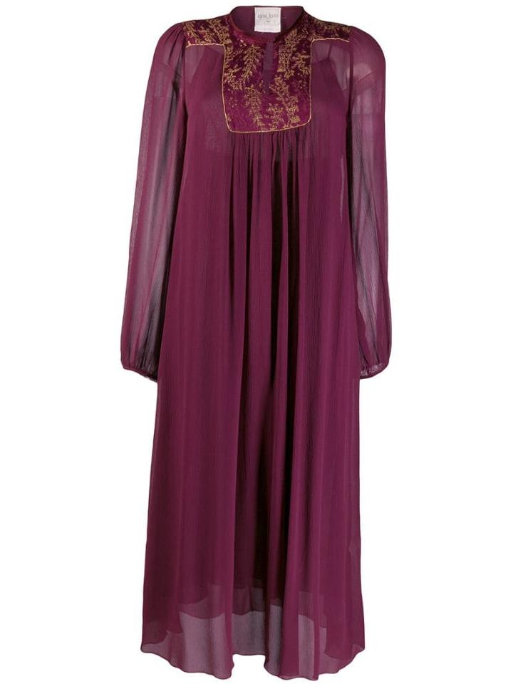 Forte Forte Embroidered Panel Midi Dress - Purple