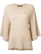 Derek Lam Ribbed Flared Jumper, Women's, Size: Medium, Nude/neutrals, Silk/cashmere