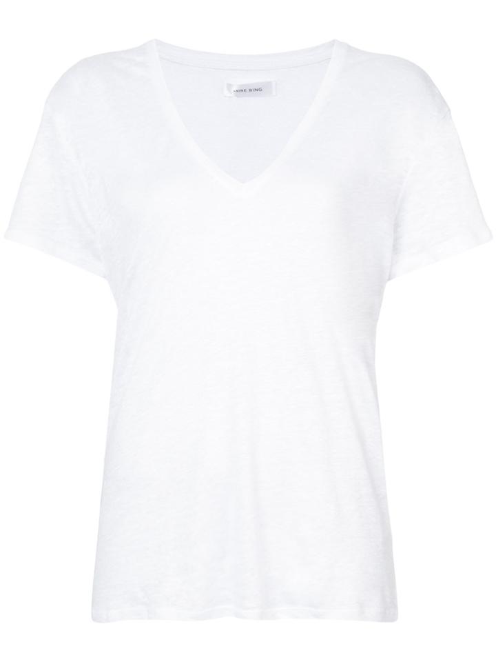 Anine Bing V-neck Lightweight T-shirt - White