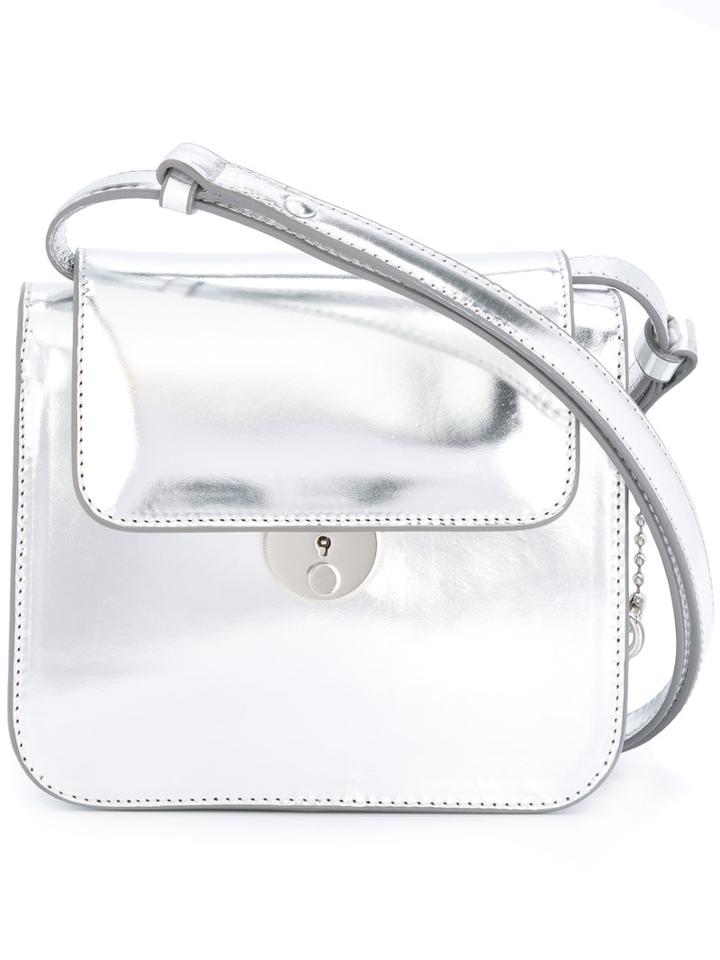 Maison Margiela Structured Shoulder Bag, Women's, Grey, Calf Leather/cotton/polyester/polyurethane