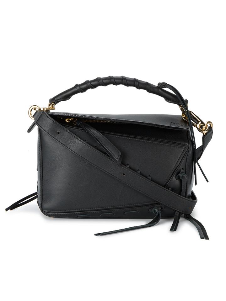 Loewe Small Puzzle Laced Shoulder Bag - Black