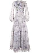 Costarellos Floral Gown - Grey