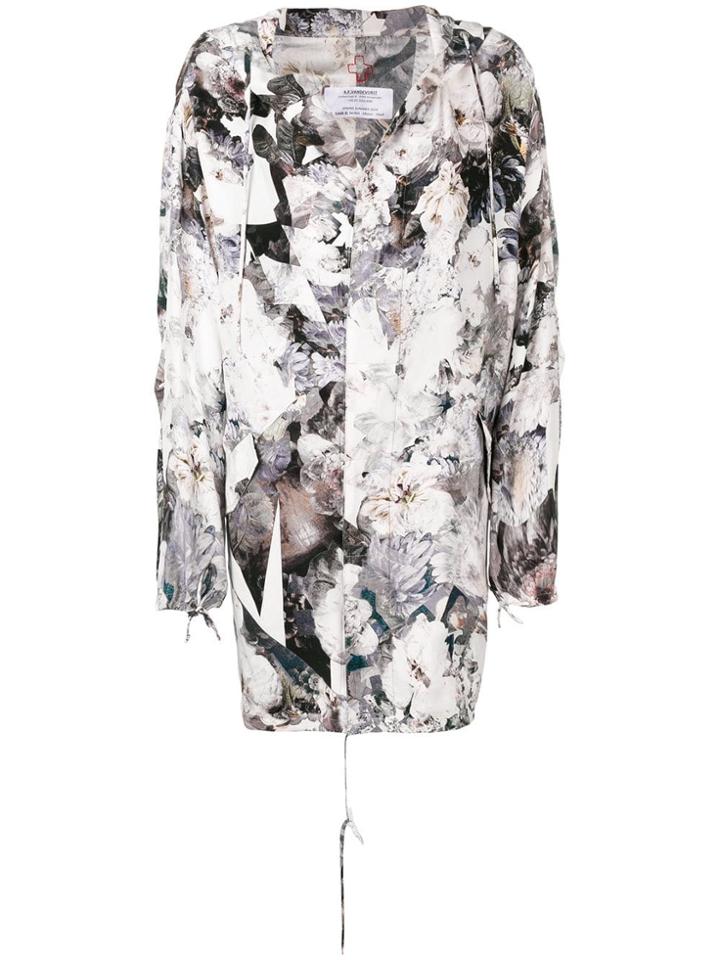 A.f.vandevorst Floral Print Hooded Parka Coat - White