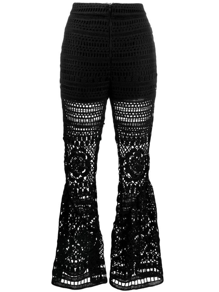 Self-portrait Crochet Trousers - Black