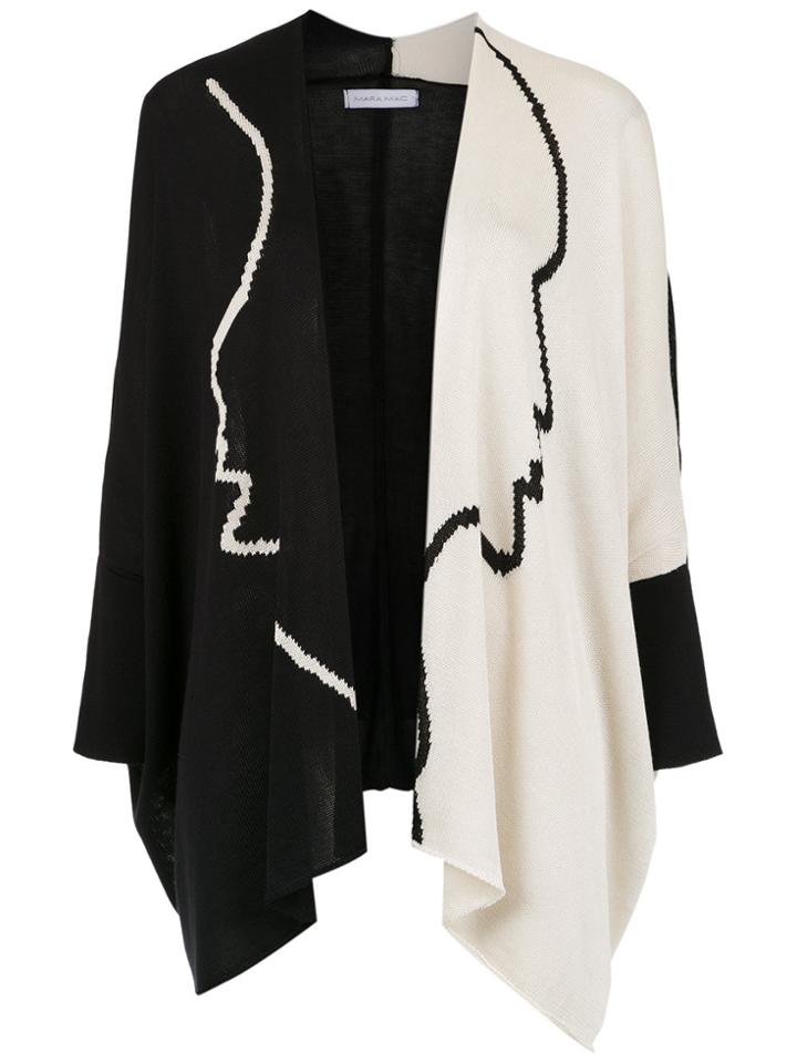 Mara Mac Knit Panelled Cardi-coat - Black