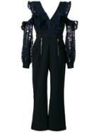 Self-portrait Ruffled Cold Shoulder Jumper - Blue