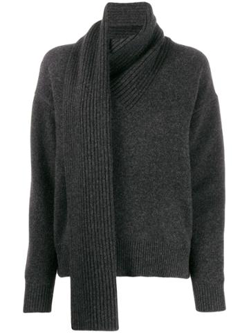 Pringle Of Scotland Scarf Neck Ribbed Detail Sweater - Grey