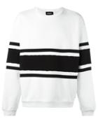 Diesel Striped Sweatshirt, Men's, Size: Medium, White, Cotton/polyester