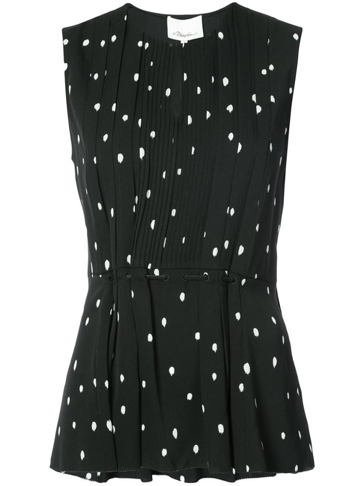 3.1 Phillip Lim Printed Pintucked Top - Black