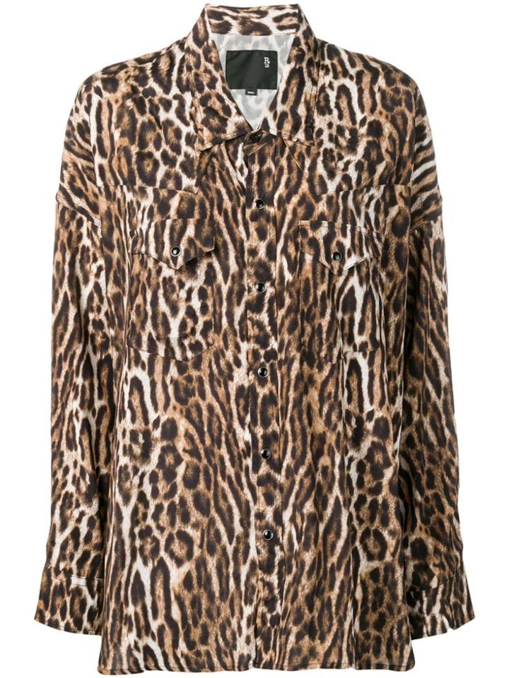 R13 Leopard Print West Shirt - Brown